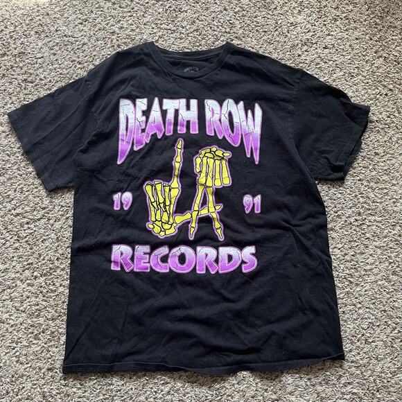 Death Row Records Men L-Shirt Large Black Logo Graphic Print Short Sleeve Tee - Picture 1 of 6